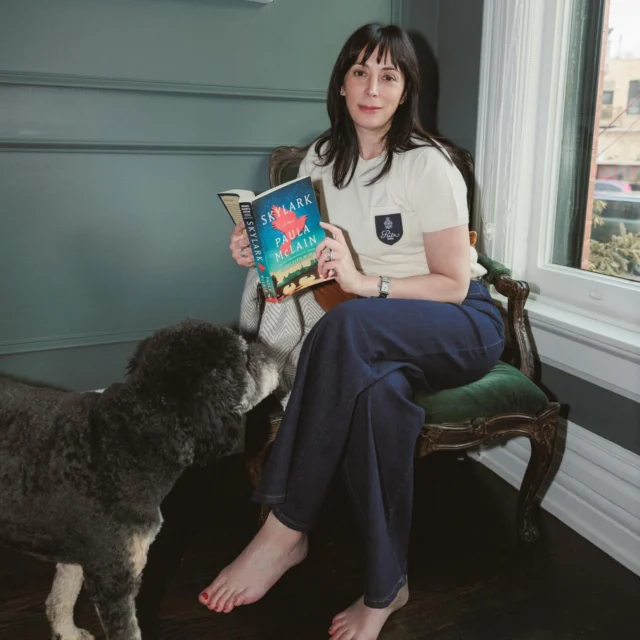 Giveaway alert! ‼️ I am giving away three signed copies of @paula_mclain newest book Skylark along with my book Paris Every Day. 📚 

All the details are on Substack! Comment LINK and I will direct you to the post. We can’t wait to hear what your favorite Paris ritual is. ❤️

P.S. you can see clips from our Substack live in stories! 

Photos @yulia_sribna 
Shirt and jeans @frame