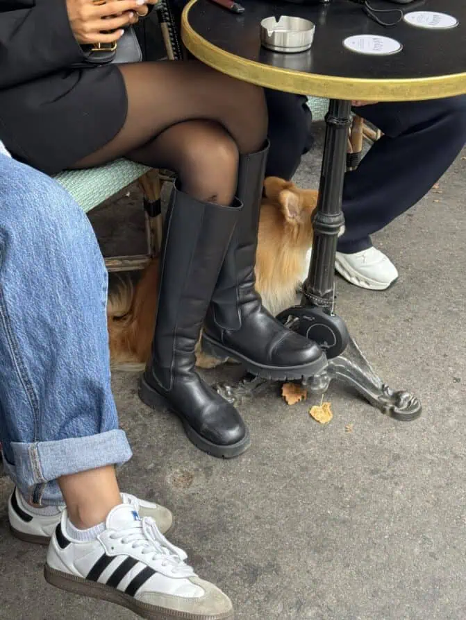 black tights and riding boots Paris trends 2025 fall