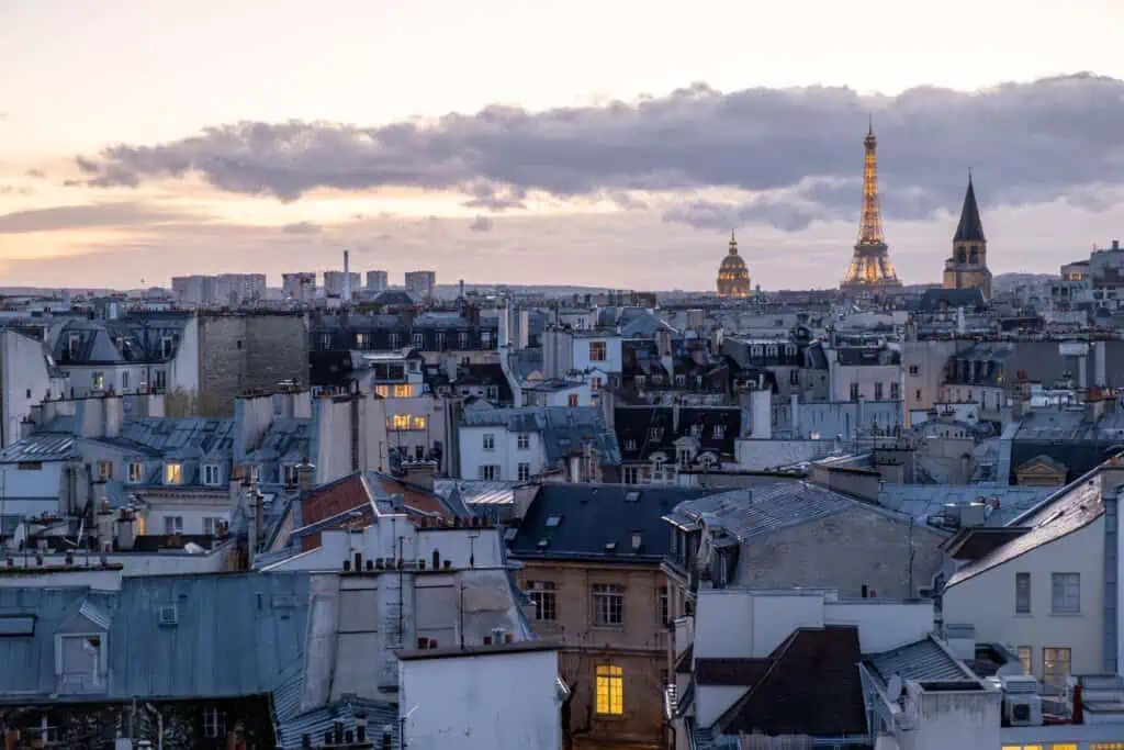 Eiffel Tower at night Paris view