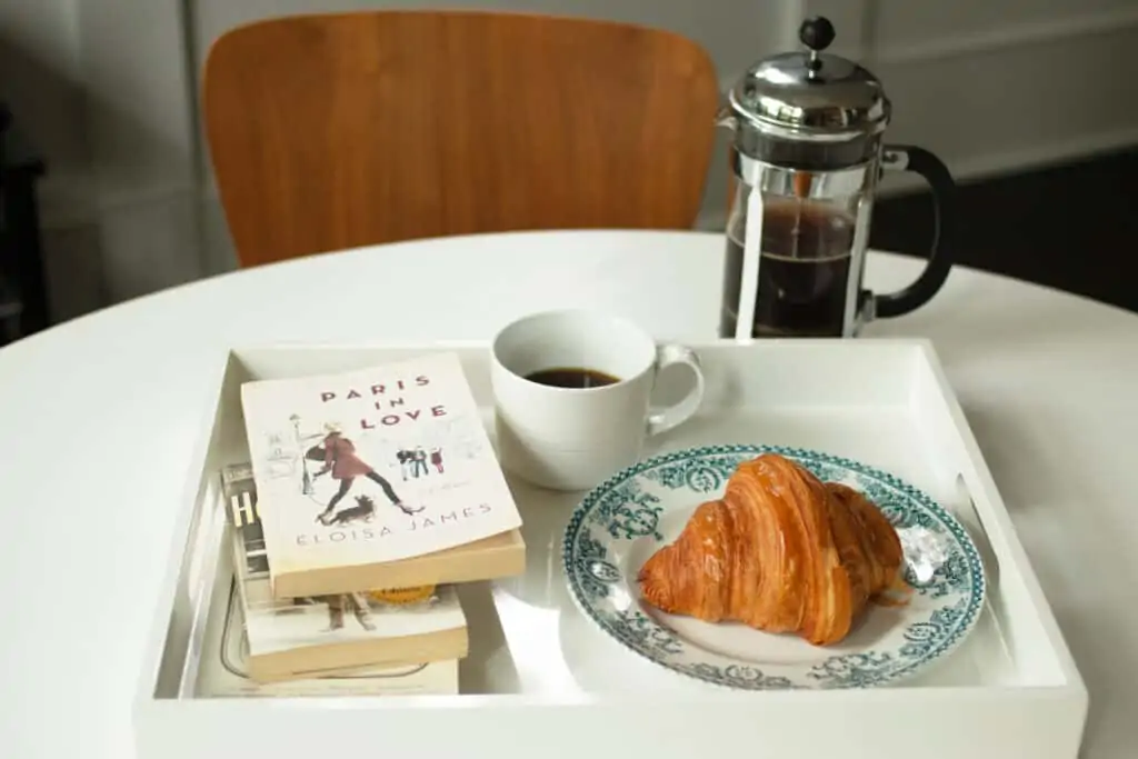 Frenchify Your Breakfast with coffee, croissant, and books Frenchify Your Breakfast with coffee, croissant, and books