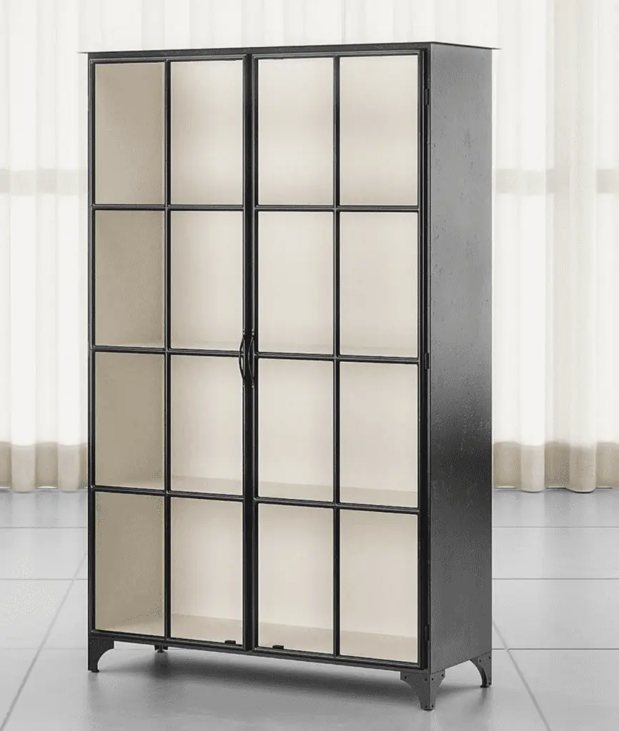 black and white Crate and Barrel cabinet