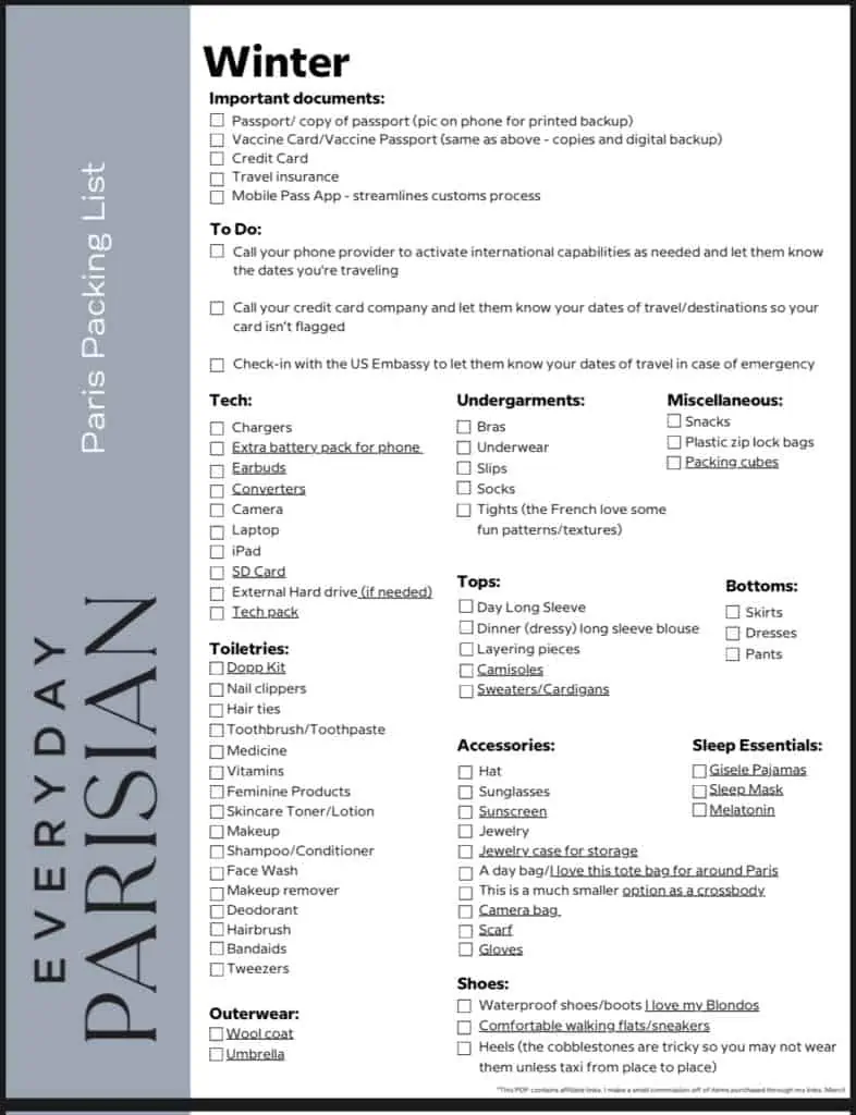 Winter Paris packing list What to Pack for a Trip to Paris in Winter